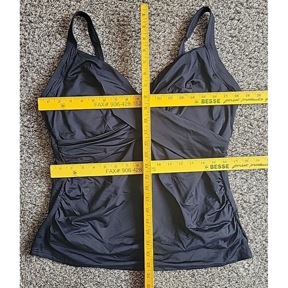 Swim Top Black 16 DD Wrap Front (L) Solid Underwire Tummy Control Lands End S404 - Picture 4 of 7